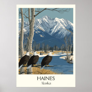 Haines Alaska Örnar Snöiga berg Poster