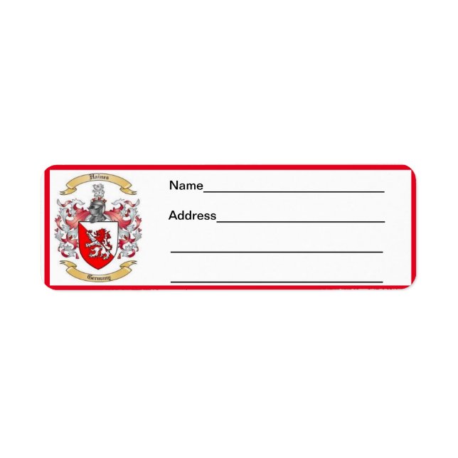 Haines Family Crest Returadress Etikett (Framsidan)