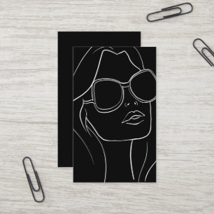 Hair & Beauty Retro Black & White Womans Ansikte Visitkort