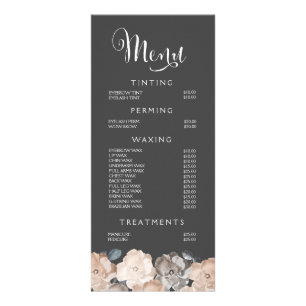 Hair Beauty Salon Beautician Menu Pris List Reklamkort