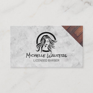 Hair Beauty Salon Logotyp Marble & Wood Visitkort