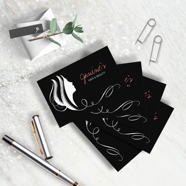 Hair & Beauty Silhouette White ID873 Visitkort (Skapare uppladdad)