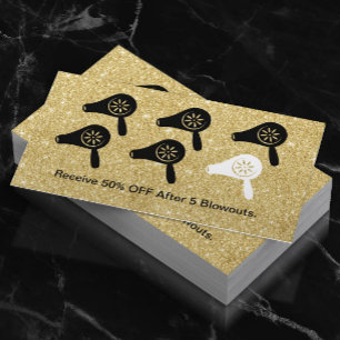 Hair Blow Dry Pub Modern Guld Salon Loyalty Lojalitetskort