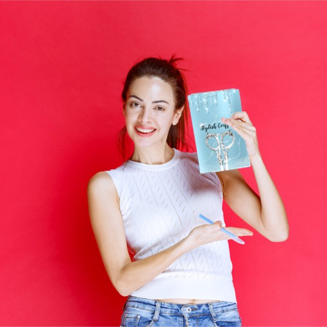 Hair Blue Drips Glitter Coiffure Silver Sisses Visitkort (Hair Blue Drips Glitter Coiffure Silver Scissors Business Card)