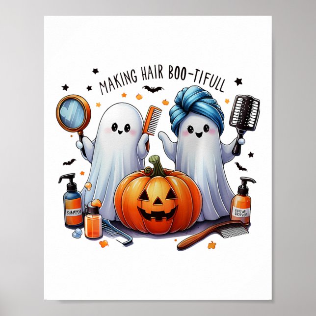Hair Bootiful Halloween Hair Stylist Ghost Pumpkin Poster (Framsidan)