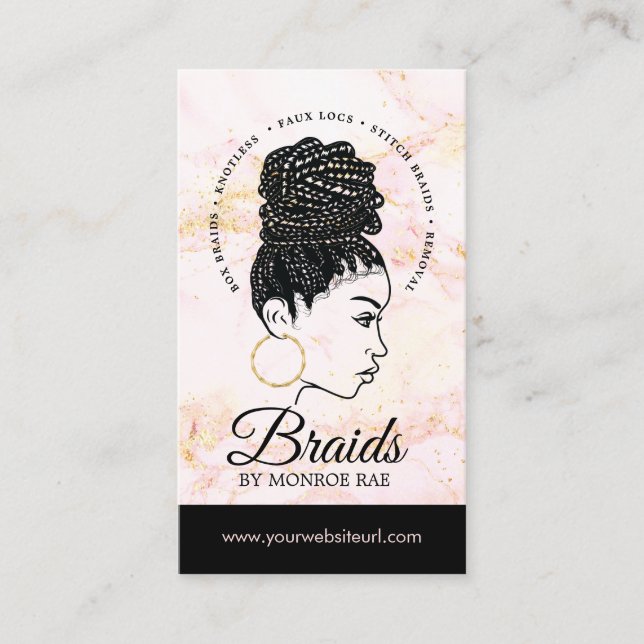 Hair Braider Braider Braiding Salon Braid Stylist  Visitkort (Framsida)