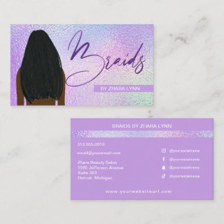 Hair Braider Braiding Stylist Salon Holografiska Visitkort