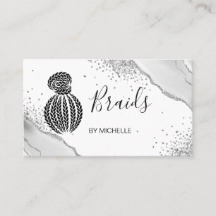 Hair Braider, hår Salon for Braids, Silver Agate Visitkort