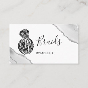Hair Braider, hår Salon for Braids, Silver Agate Visitkort