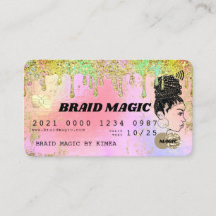 Hair Braider Rainbow Dripping Glitter Kredit Busin Visitkort