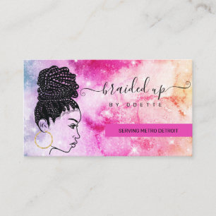 Hair Braider Stylist Watercolor Galaxy Visitkort