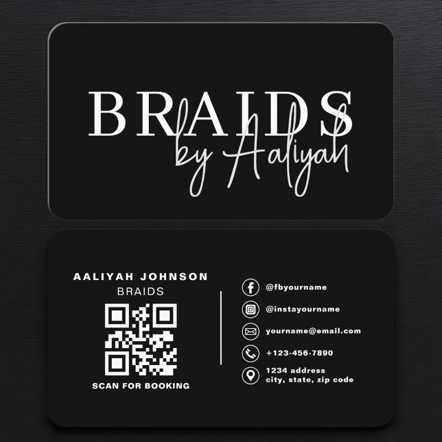 Hair Braiding Booking QR Code Visitkort (Skapare uppladdad)