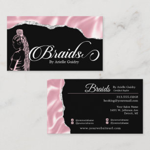 Hair Braiding Braid Salon Silver & Rosa Glam Visitkort