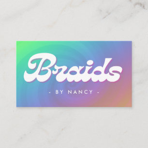Hair Braiding salon groovy Rainbow Swirl Visitkort