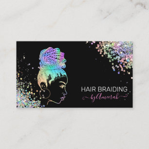 Hair Braiding Stylist Braid Salon Holografiska Visitkort