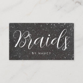 Hair Braiding Typography Black Glitter Gnistra Visitkort