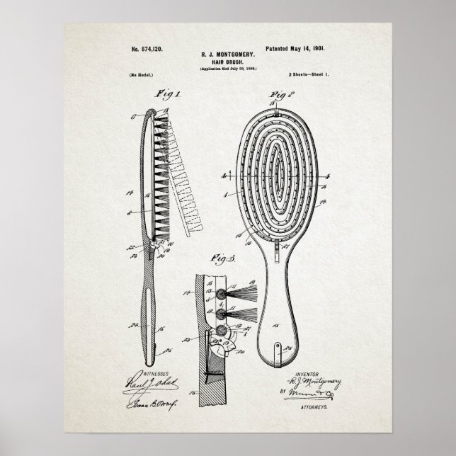 Hair Brush Patent Poster (Framsidan)