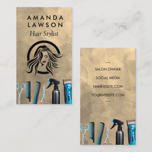 Hair Cending Verktyg | Stylist Barber Visitkort (Fram/baksida)