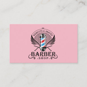 Hair Clipper Barber Shop Pole Rosa Visitkort