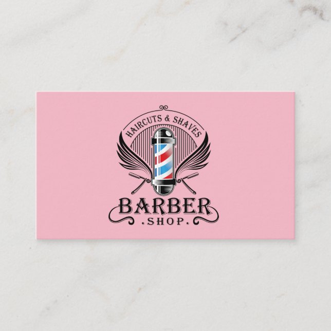 Hair Clipper | Barber Shop Pole | Rosa Visitkort (Framsida)