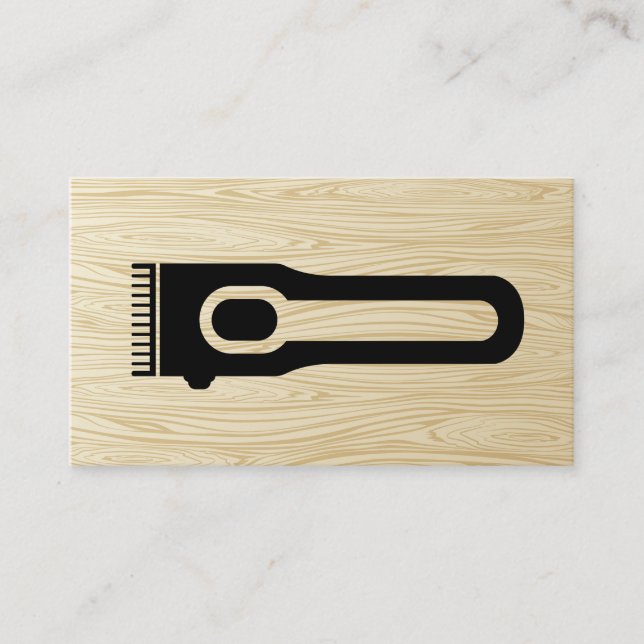 Hair Clipper | Barber | Trä Grain Visitkort (Framsida)