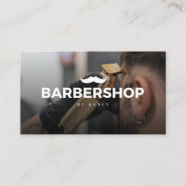 Hair Clipper Photo with Mustache Logotyp Barbersho Visitkort