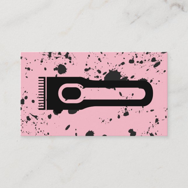 Hair Clippers, Logotyp | Splatter Bläck Visitkort (Framsida)