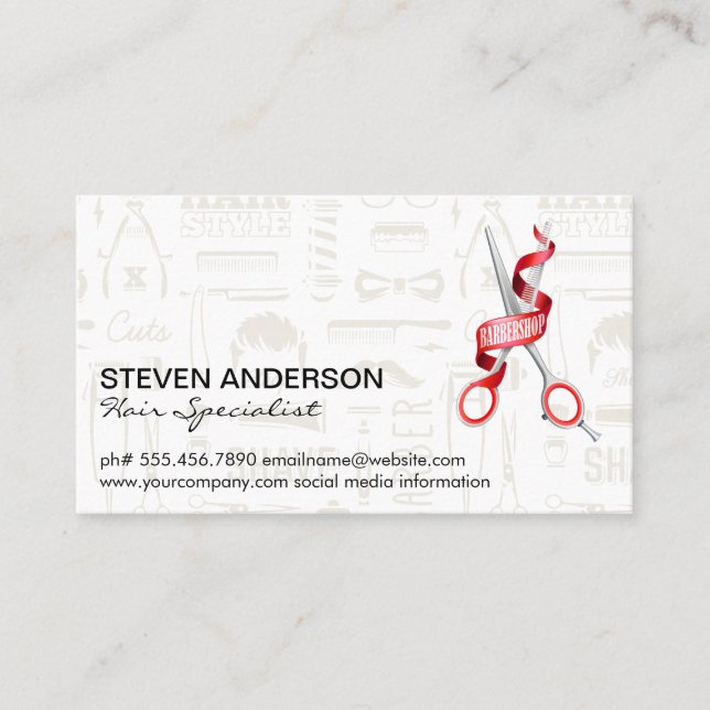 Hair Clippers Scissor | Barber Mönster | METALL Visitkort (Framsida)
