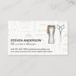 Hair Clippers Scissor Barber Mönster Metallisk Visitkort