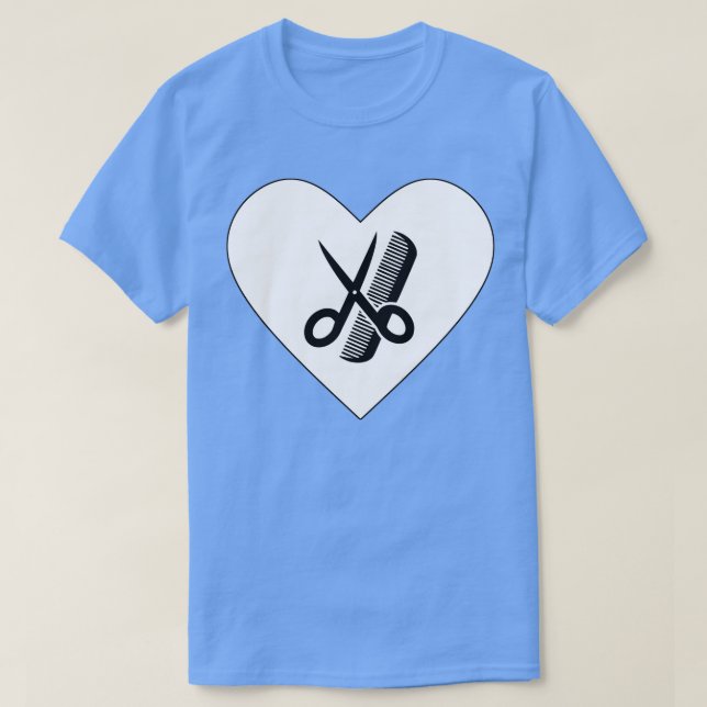 Hair Comb Kärlek Scissors Gift T Shirt (Design framsida)