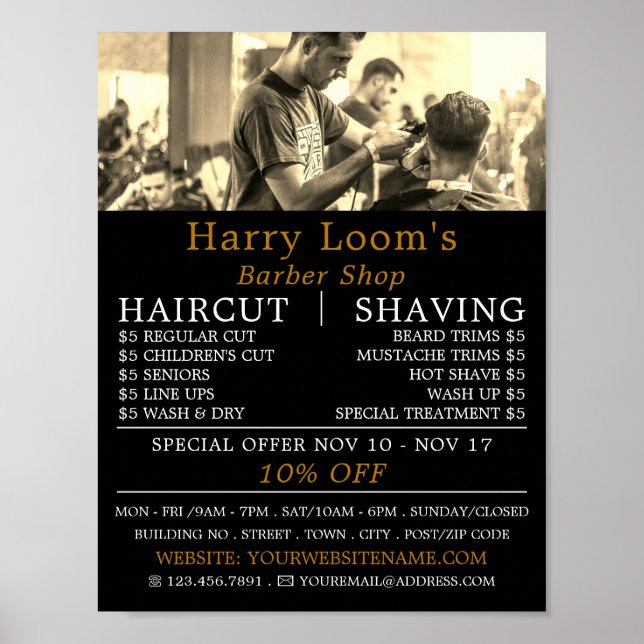 Hair cut, Manar Barbers Reklamation Poster (Framsidan)