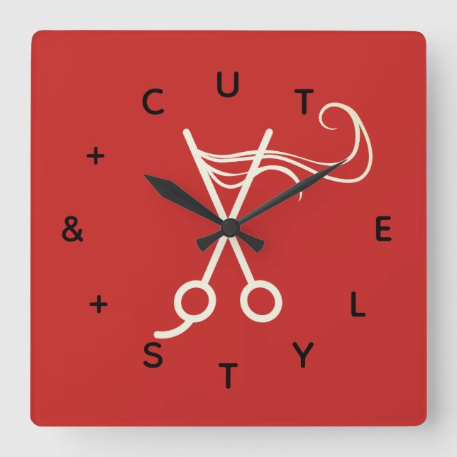 Hair cut Scissors Brev Numbers Fyrkantig Klocka (Framsida)