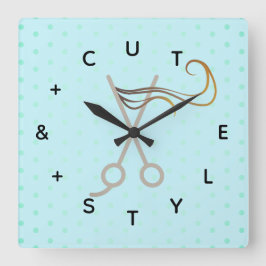 Hair cut Scissors Brev Numbers Fyrkantig Klocka
