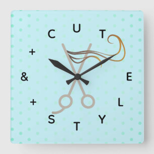 Hair cut Scissors Brev Numbers Fyrkantig Klocka