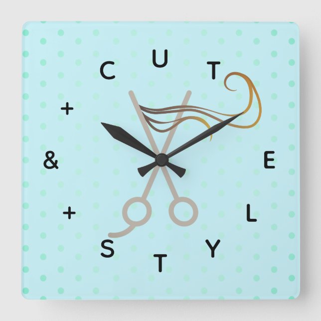 Hair cut Scissors Brev Numbers Fyrkantig Klocka (Framsida)