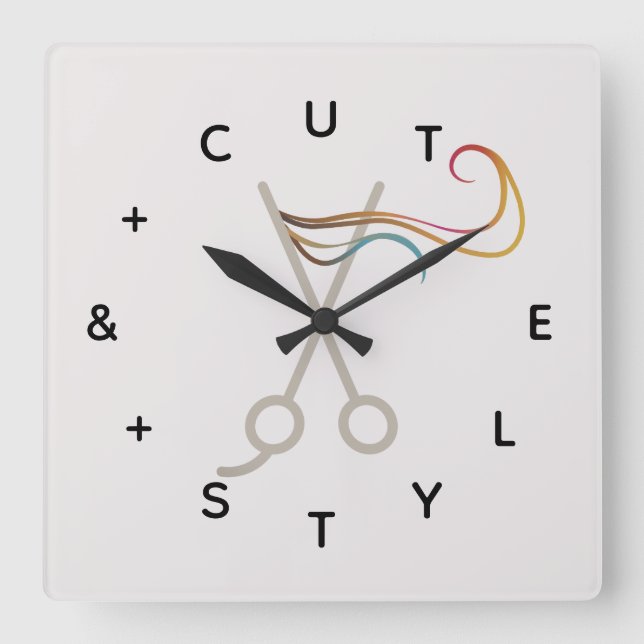 Hair cut Scissors Brev Numbers Fyrkantig Klocka (Framsida)
