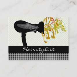 Hair Designer Hairstylist Black Gingham Mönster Visitkort