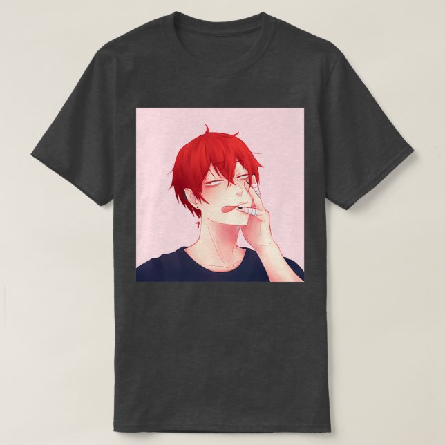 Hair Down Tendou Satori Blue Shirt Rosa bg T (Design framsida)