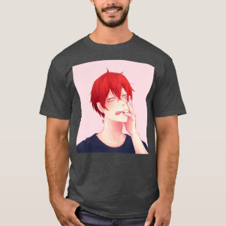 Hair Down Tendou Satori Blue Shirt Rosa bg T Shirt