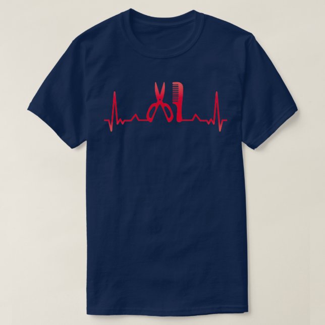 Hair Dresser Barber Heartslag Julafton Gift T Shirt (Design framsida)