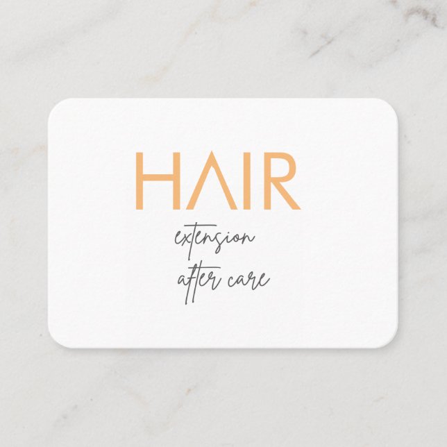 HAIR EXTENSION CARE-KORT (orange) Visitkort (Framsida)
