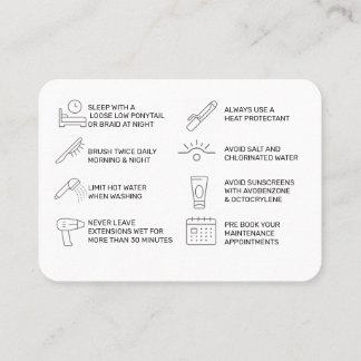 HAIR EXTENSION CARE-KORT (rosa) Visitkort