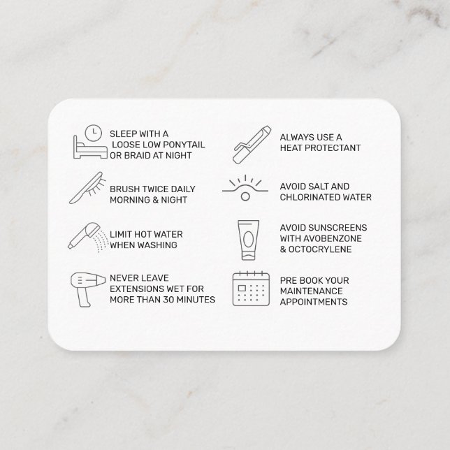 HAIR EXTENSION CARE-KORT (rosa) Visitkort (Baksida)