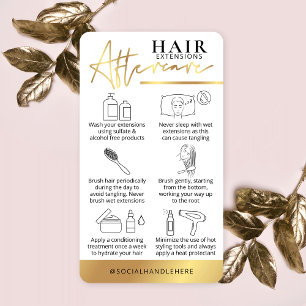 Hair Extensions Care Guide White & Guld Hair Salon Visitkort