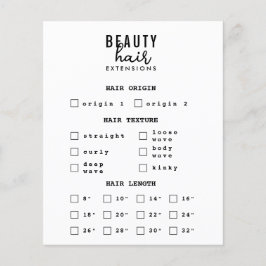 Hair Extensions  Wig Order Form Hair Branding  Flygblad