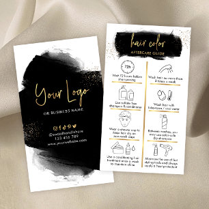 Hair Färg Aftercare Guide Black & Guld Salon Logot Visitkort