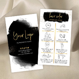 Hair Färg Aftercare Guide Black & Guld Salon Logot Visitkort