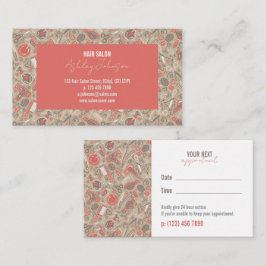 Hair Folk Taupe & Coral —  Appointment Reminder Visitkort