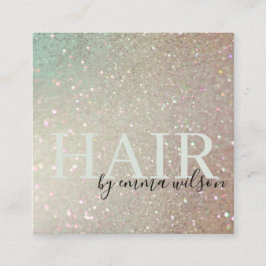 Hair Glitter Grönt Rosa Aqua Shiny Shimmer Fyrkantigt Visitkort