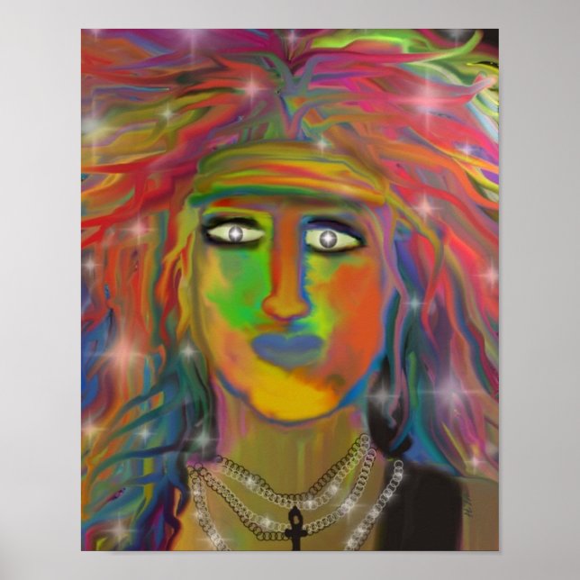 "Hair God" Digital Art-utskrift Poster (Framsidan)
